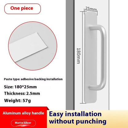 New Aluminium Alloy Punch-Free Furniture Cabinet Handle Sliding Door Pull and Flush Hardware Set for Wood Door Drawer