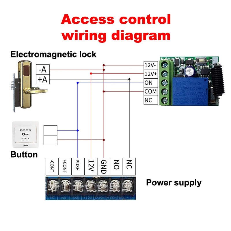 DC 12V 10A RF Relay Receiver 433mhz Wireless Remote Control EV1527 Learning Code Transmitter 2 bottons