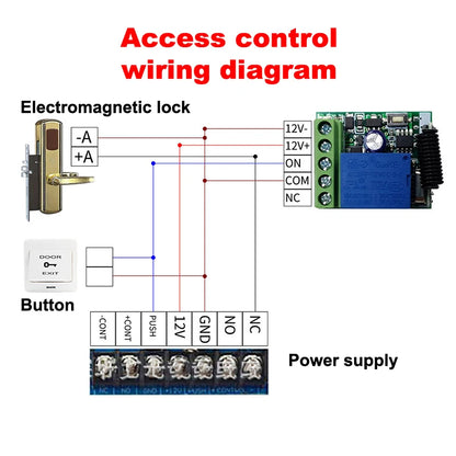 DC 12V 10A RF Relay Receiver 433mhz Wireless Remote Control EV1527 Learning Code Transmitter 2 bottons