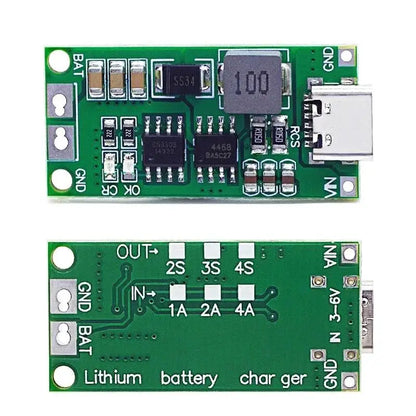 18650 Lithium Battery Charger Module 2S 3S 4S USB Type-C 8.4V 12.6V 16.8V Boost Board