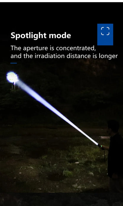 Ultra Bright 1000000LM Tactical Zoom Flashlight Rechargeable Torch
