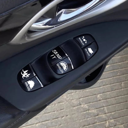 Car Window Buttons Sticker Car Instrument Panel Console Switch Sticker Novelty Car Interior Fake Button Decoration Accessories