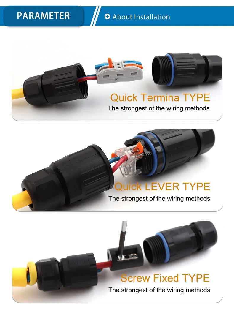 IP68 Waterproof Cable Connector Quick Connection KVSF-15 2 In 2 Out 2/3/4/5 Pin Electrical Terminal Adapter Wire Connector