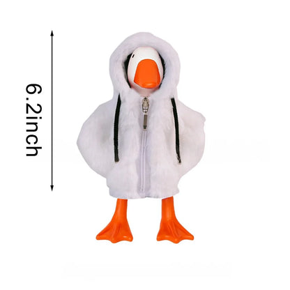 Zippered white outfit for 7 inch desktop goose soft fabric clothing for decorative home and office desktop use