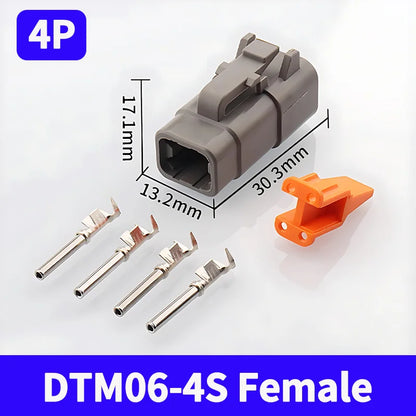 2-12 Pin Way Deutsch DTM Series Connector Male Female Docking Harness Plug 2P 3P 4P 6P 8P 12P DTM04-2P DTM06-2S