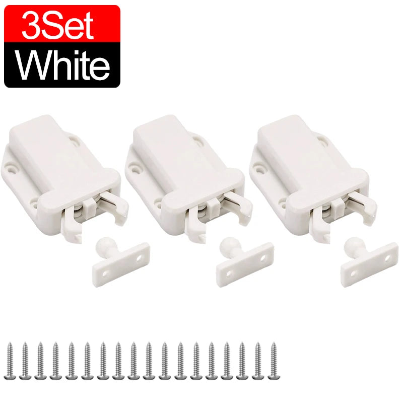 10/1Sets Non-Magnetic Touch Latch Cabinet Door Catch Push To Latch and Unlatch Furniture Cupboard Wardrobe Drawer Accessories