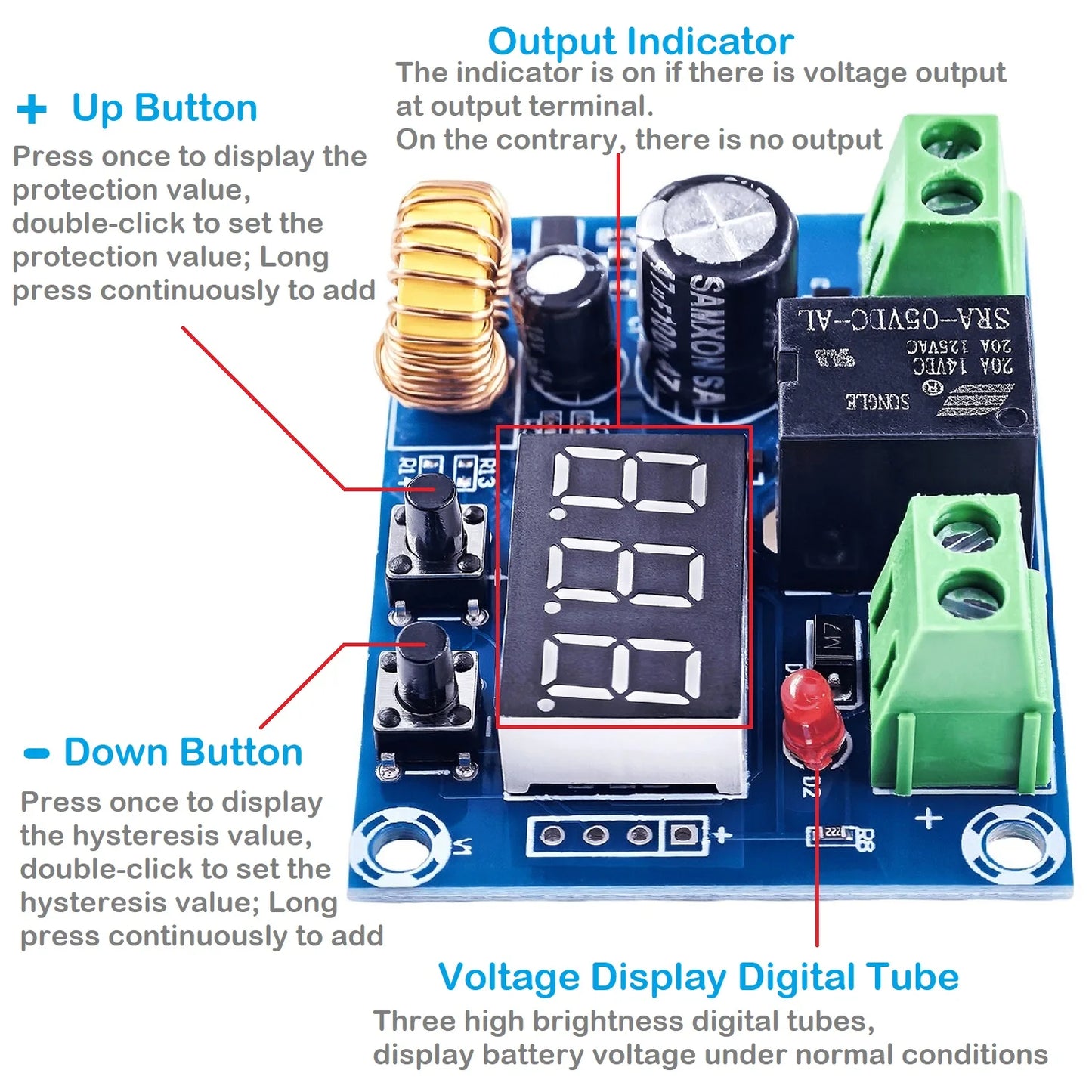 DC 12V-36V Charger Module with Digital LED Display and Over-Discharge Protection for Lithium Battery Modules