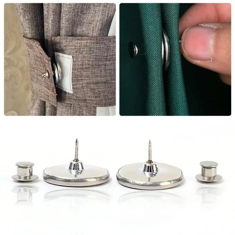 Curtain Magnetic Button Clips — Nail-Free Detachable Window Curtain Magnet Buckle Adjustment Accessories 1–10 Pairs