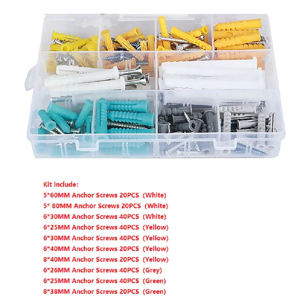 300pcs M5 M6 M8 Self Tapping Expansion Screw High Strength Self-tapping Screws Kit Wall Anchors And Screws For Drywall Tools
