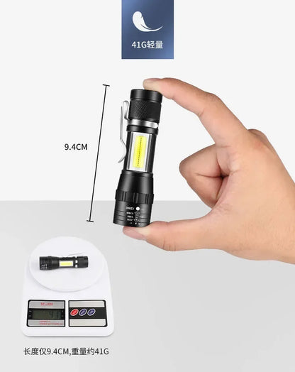 USB Rechargeable Mini Flashlight COB XPE Zoom Torch 3 Mode