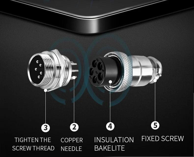 1PCS GX16 Auto Waterproof Connector 2-10 Pins with Power Cable Line Socket Plug — Suitable for Industrial Machinery and Equipment