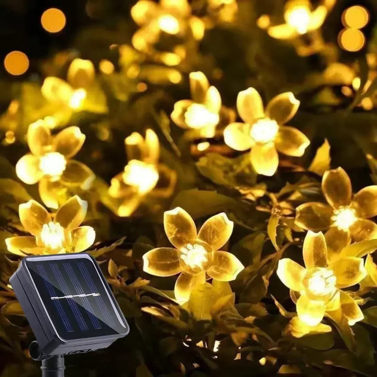 Solar Sakura Fairy String Lights, 5/7/12/22M Peach Blossom Cherry LED Lamp for Wedding, Party, Garden, Christmas Outdoor Decor
