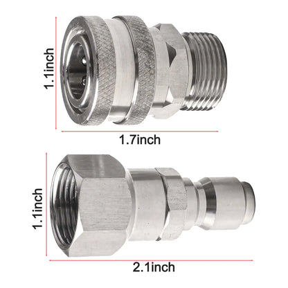 Pressure Washer Adapter Kit — 360° Rotation Male &amp; Female Quick Connector Set, Rust-Resistant Fittings