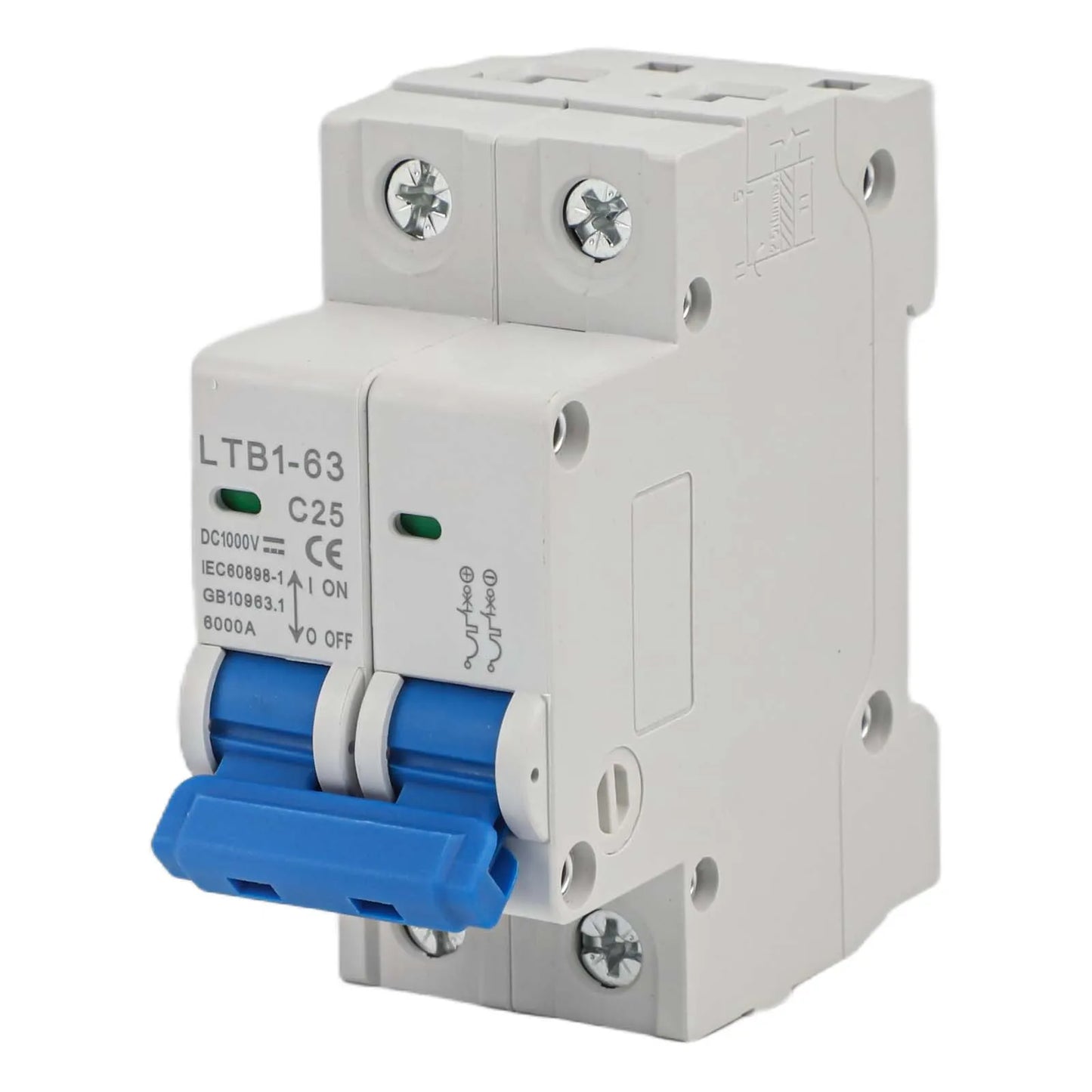 For Solar Photovoltaic Compatible DC 1000V Circuit Breaker Available in 6A to 63A Rated Currents for Overload Protection