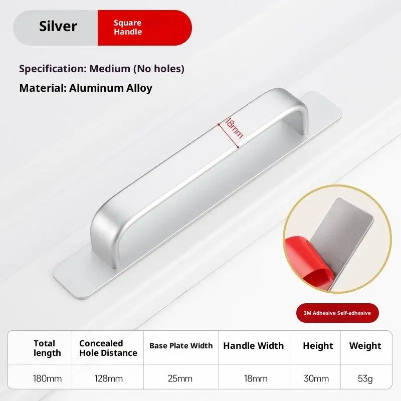 Drill-free Aluminum Handle for Sliding Door Window Drawer Bathroom Push-Pull