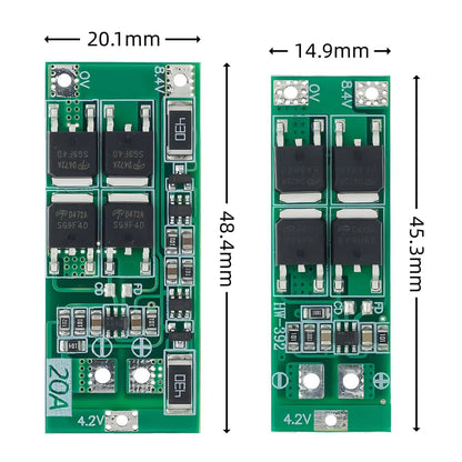 2S 20A Lithium Battery BMS Protection Board 7.4V-8.4V with Balanced Current Module for DIY Projects