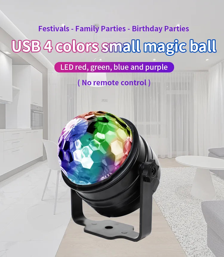 Sound Activated LED Disco Ball Light with Remote Remote Party Lamp