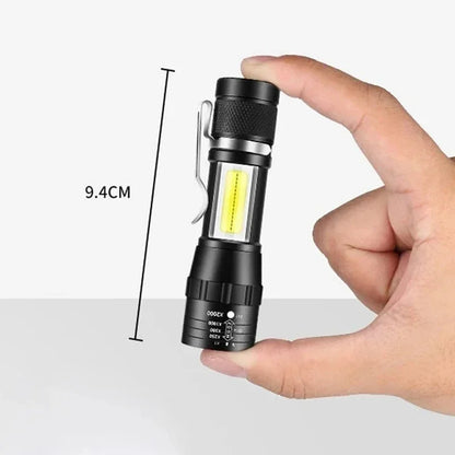 USB Rechargeable Mini Flashlight COB XPE Zoom Torch 3 Mode