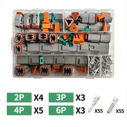 Deutsch DT Series Connector Combo Kit | DT04 / DT06 | 2–12 Pin Sealed Waterproof | 16–20AWG Terminals | Carrying Case