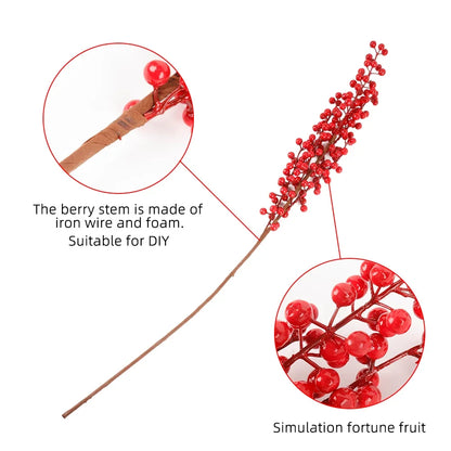 Artificial Red Berry Bouquet — Foam Christmas Decor, 46cm, 1/2/5/10pcs