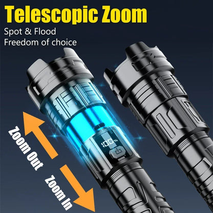 Super Bright LED Flashlight USB Rechargeable Zoom Torch 18650 Battery