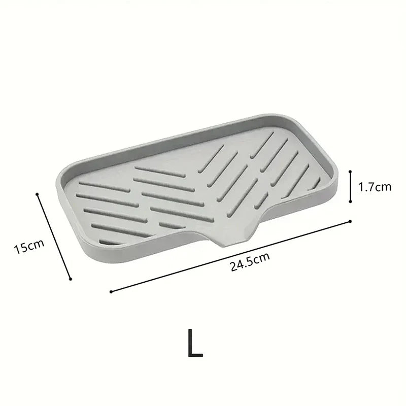 New Faucet Mat Kitchen Sink Tray, Soap Dispenser Sponge Drain Pad, Sink Splash Drying Mat, Countertop Storage Soap Tray