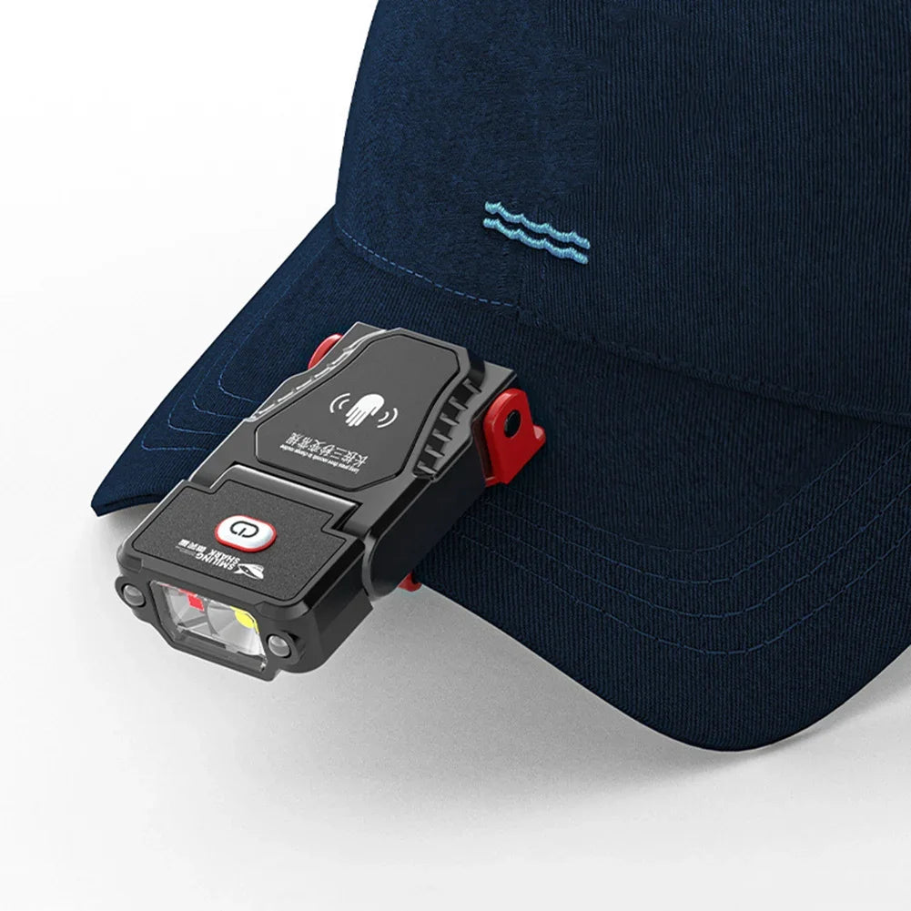 Mini Sensor LED Headlamp Adjustable Angle Hat Cap Clip Lights Waterproof USB Rechargeable Lamp Outdoor Camping Fishing Headlight