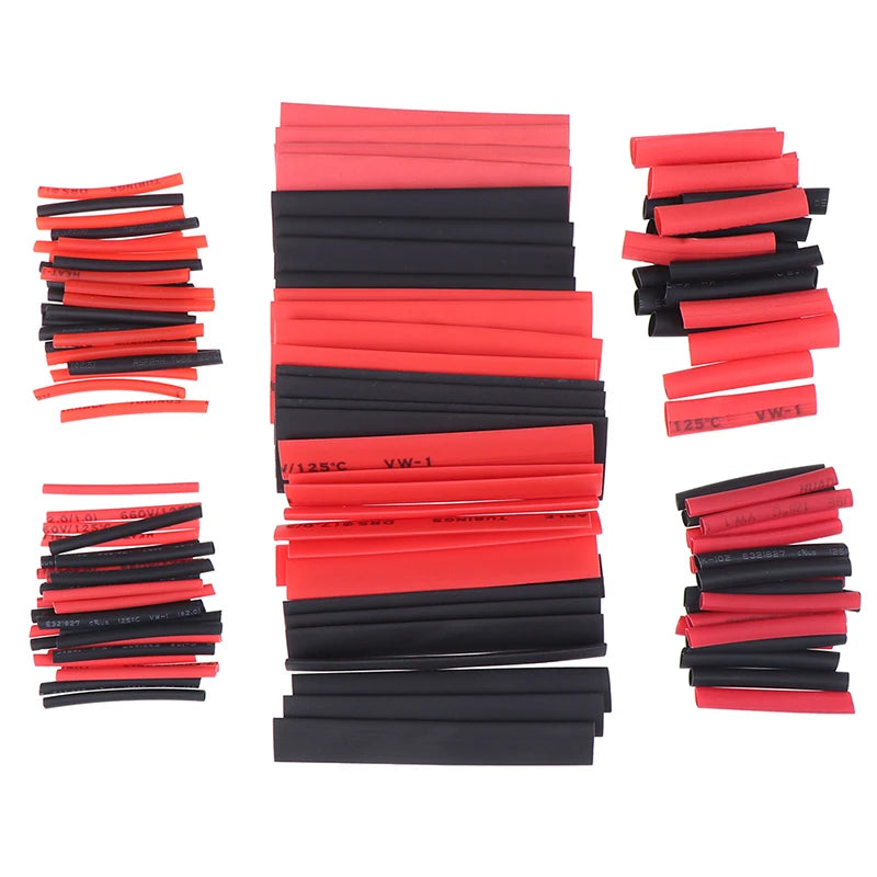 New 127Pcs Black Glue Weatherproof Heat Shrink Sleeving Tubing Tube Assortment Kit