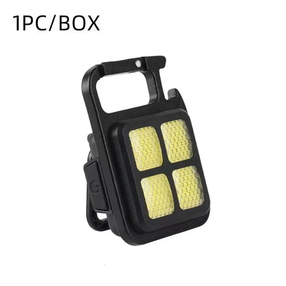 COB Work Light USB Rechargeable Lamp Flashlight Mini Keychain Light with 90° Foldable Side Lights Super Bright Portable Lanterns