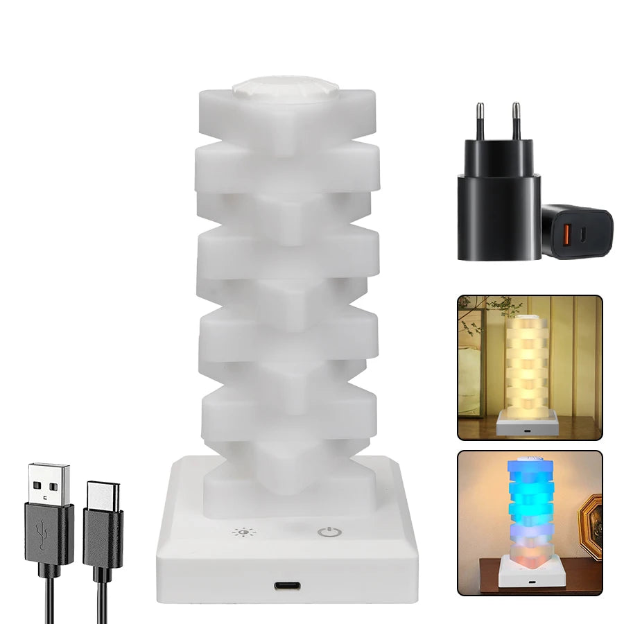 RGB 16 Color Charging Night Light Dazzling Bedroom Bedside Atmosphere Light Decor LED Light DIY Assembly Creative Gift Desk Lamp