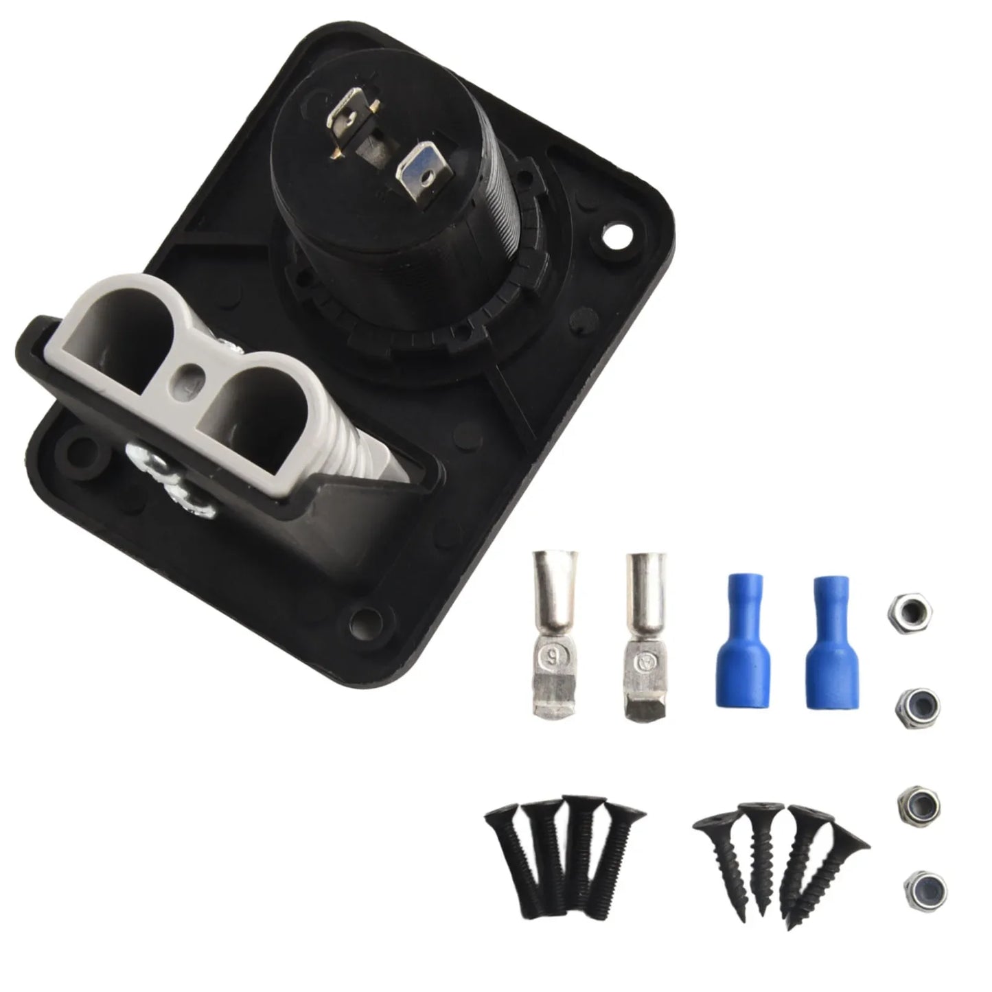 50A 600V Anderson Plug Connector Socket Charger Flush Mount Plate for Camping, Trailers, Caravans