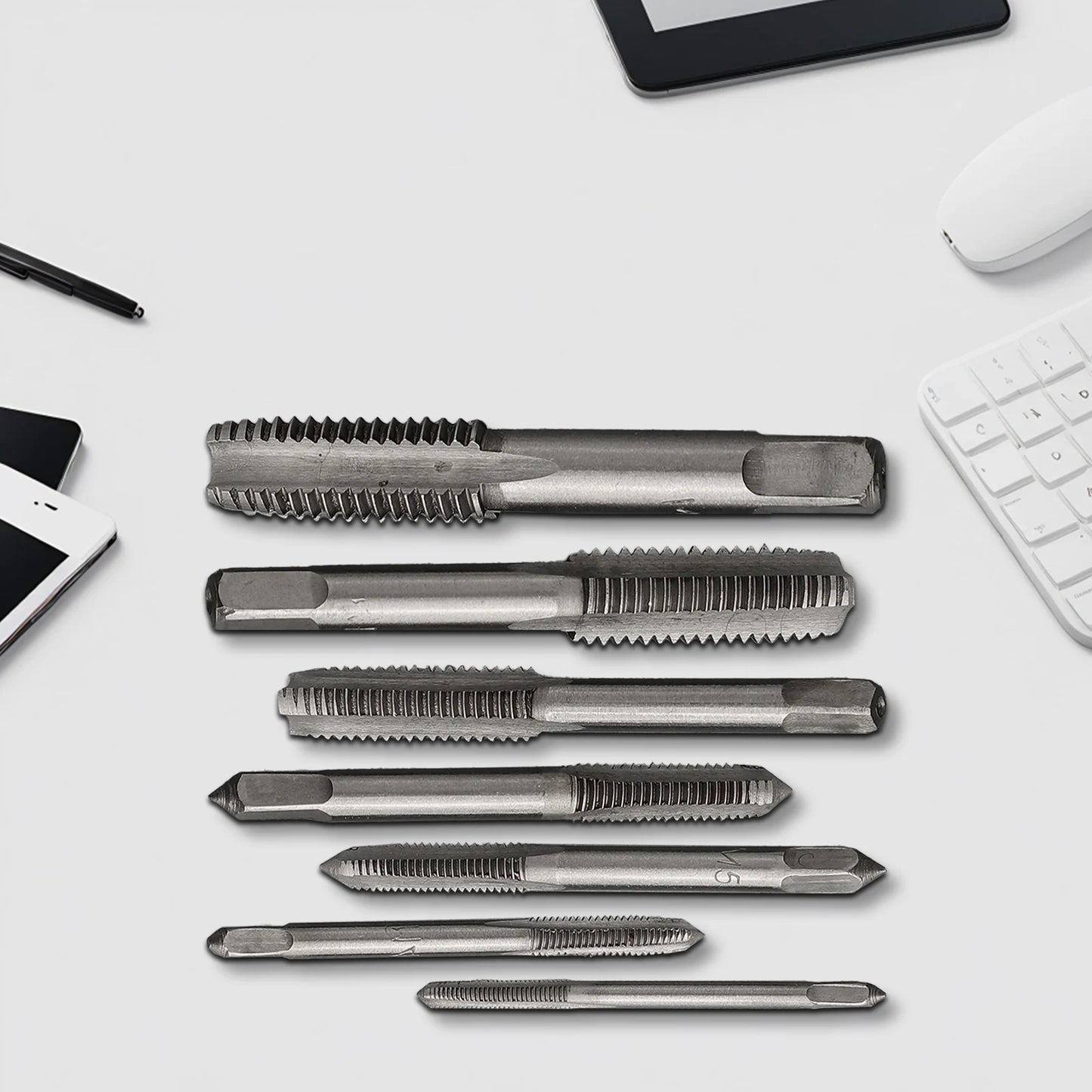 7Pcs For M3 Metric Thread Tap Drill Bits Set with HSS Straight Fluted Screw Taps for Stainless Steel and General Steel