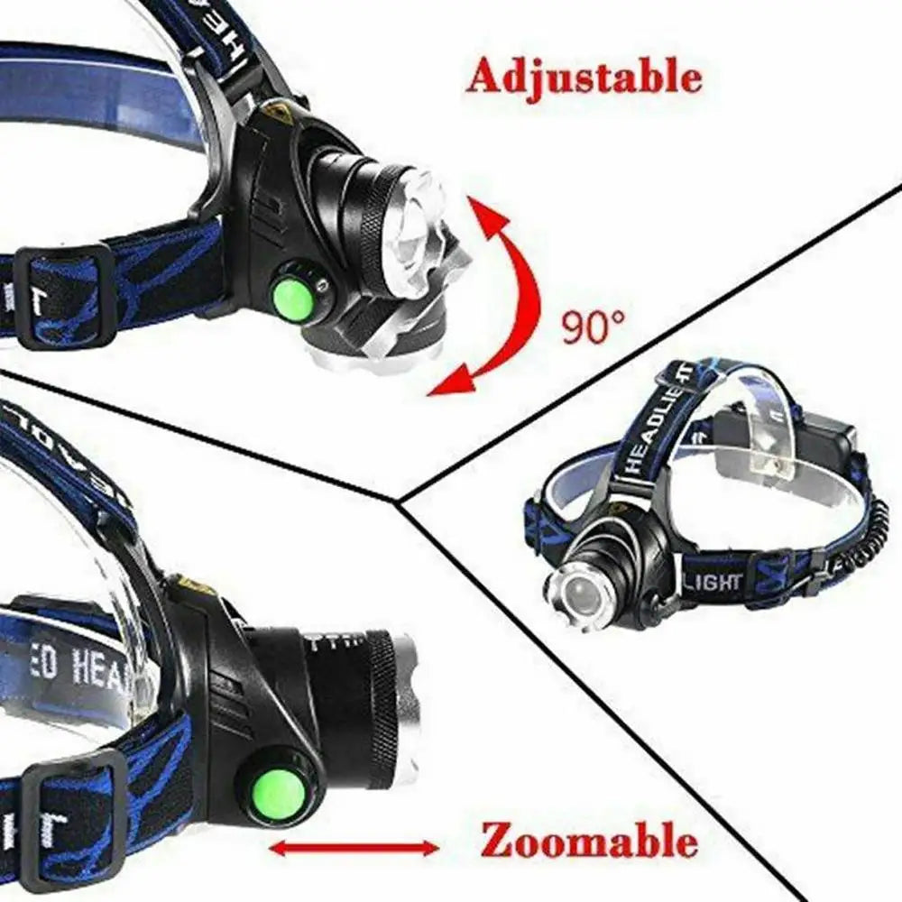 Powerful LED Zoom Headlamp USB Rechargeable Induction Headlight