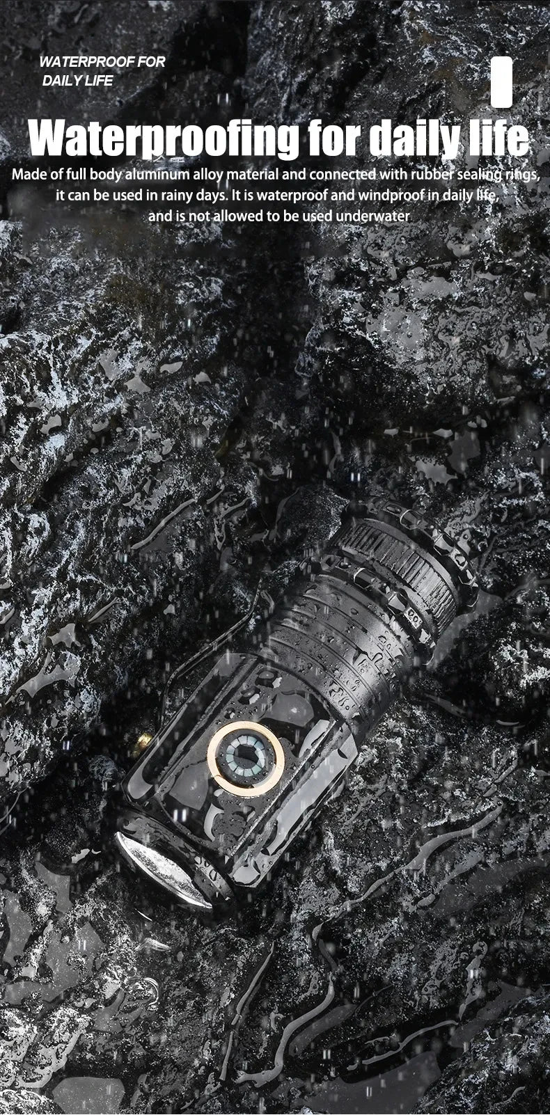 Long Range LED Flashlight Zoom Tactical Torch Type-C Display