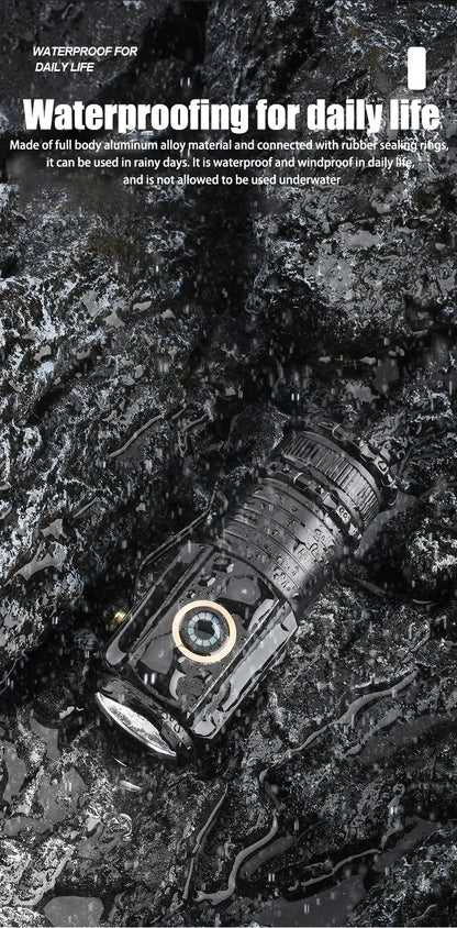 Long Range LED Flashlight Zoom Tactical Torch Type-C Display