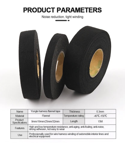 15m High Temperature Resistant Flame Retardant Velvet Electrical Tape for Car Engine Compartment Insulation
