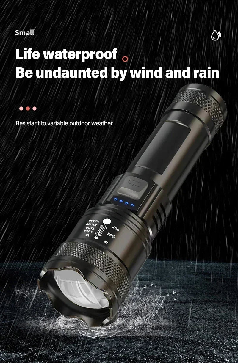 Super-bright LED Flashlight Rechargeable Long Range Tactical Torch for Outdoor Waterproof Emergency for Camping Fishing Lantern