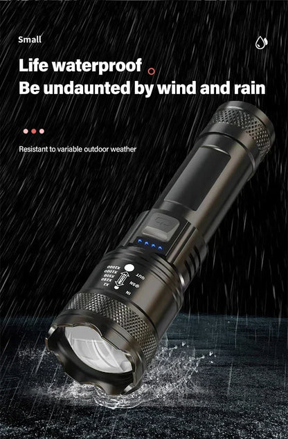 Super-bright LED Flashlight Rechargeable Long Range Tactical Torch for Outdoor Waterproof Emergency for Camping Fishing Lantern