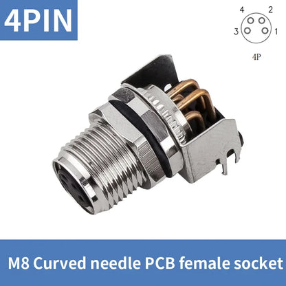 M8 Straight Curved Pin Aviation Plug Sensor PCB Bonding Plate Male Female Socket Waterproof Connector 3/4/5/6/8P