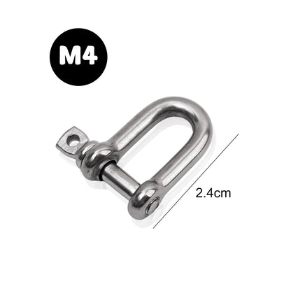 Stainless Steel D Link Shackle Ring Hooks Lifting Shackle Lock Wire Rope Clips D-Type Rigging Shackle Hooks Boat Hardware Tools