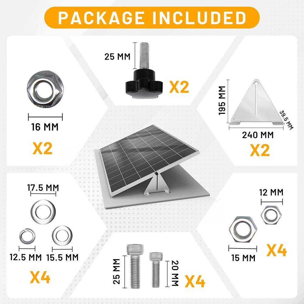 1Set Tilting Solar Panel Brackets Adjustable Brackets For PV Solar Panel 240x195x43mm 275x243x43mm Solar Accessories