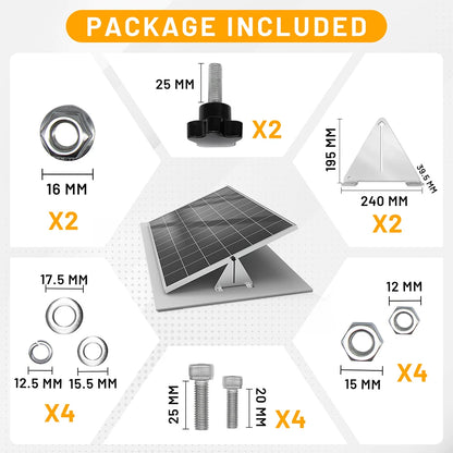 1Set Tilting Solar Panel Brackets Adjustable Brackets For PV Solar Panel 240x195x43mm 275x243x43mm Solar Accessories