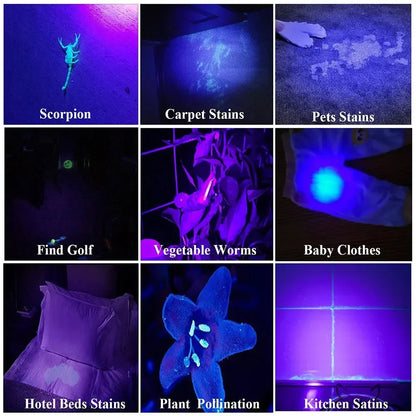 Portable UV LED Pen Light USB Rechargeable Work Lantern with Magnet