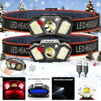 LED Induction Mini Strong Light Headlight Charging Work Light Waterproof Outdoor Multifunctional Camping Light Fishing Light
