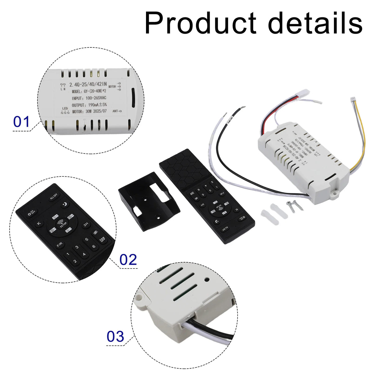 Remote Control With Timer Timer Ceiling Fan Remote 100-265V Inverter Controller Receiver Power 20-40W Versatile Compatibility