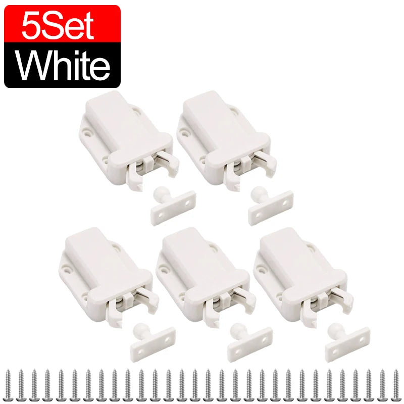 10/1Sets Non-Magnetic Touch Latch Cabinet Door Catch Push To Latch and Unlatch Furniture Cupboard Wardrobe Drawer Accessories