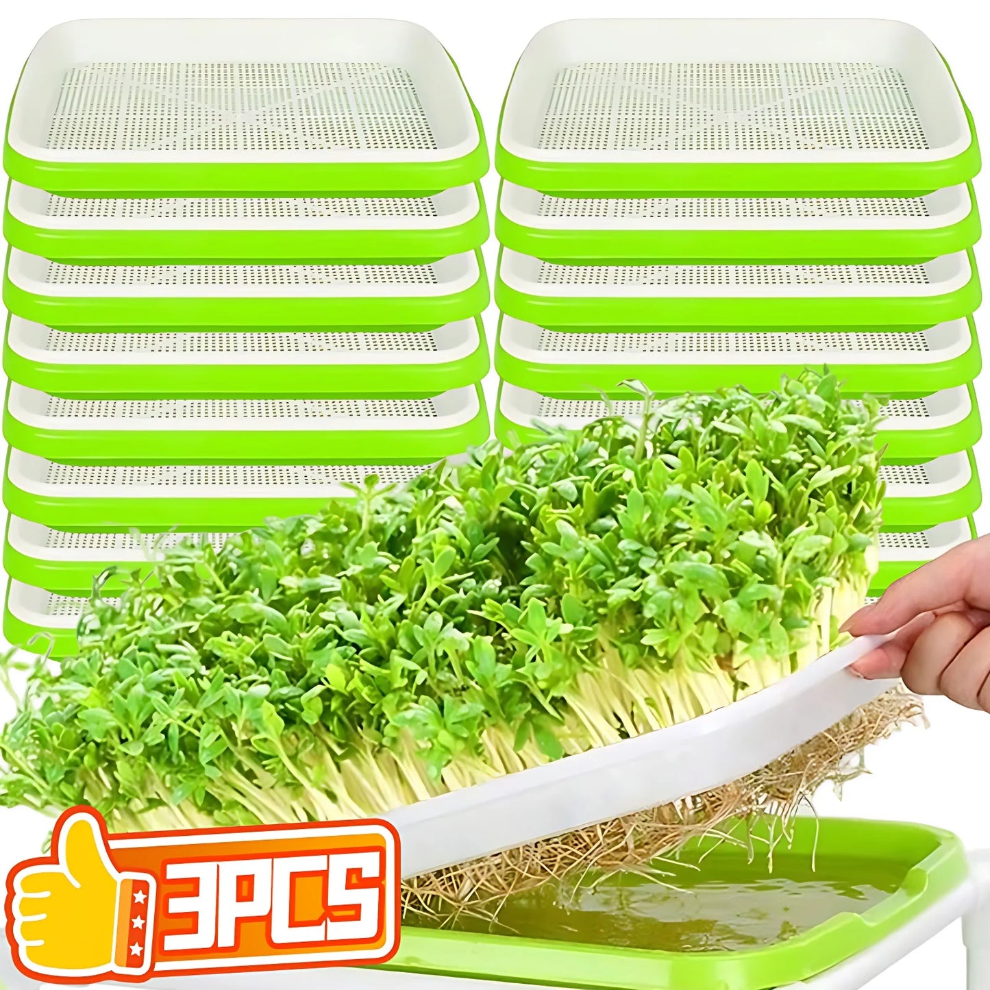 Microgreens Sprout Tray Germination Tray Hydroponics Tray Double Layer Sprout Plate Nursery Pots Soilless Cultivation Planting