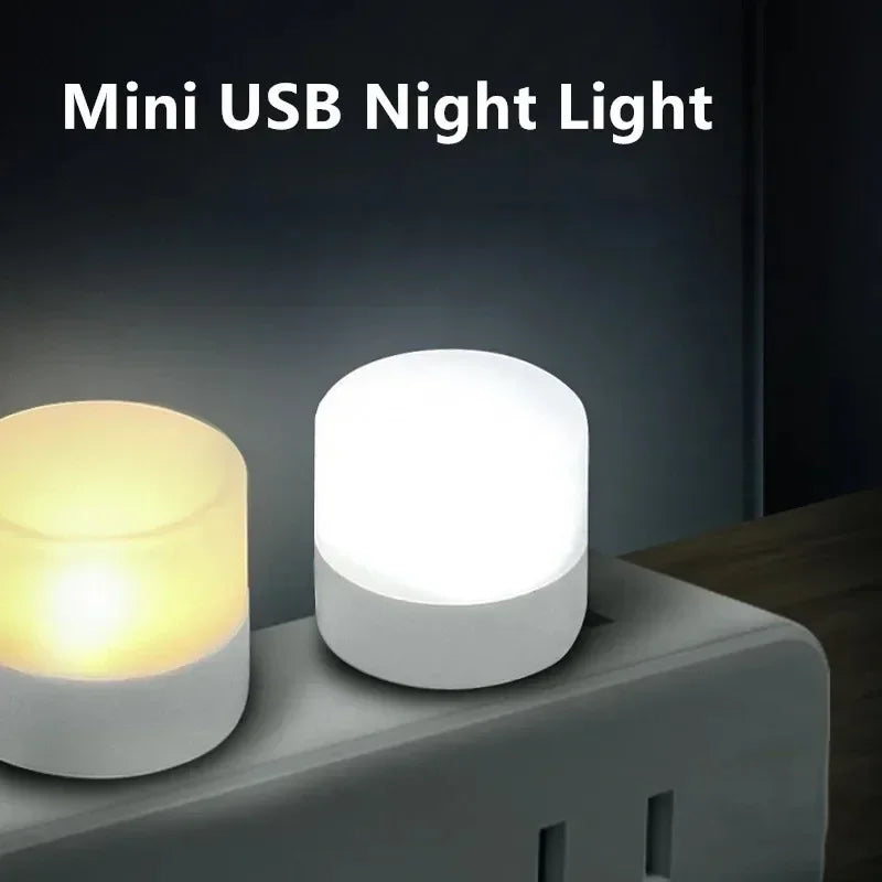 1-20PCS Mini USB LED Plug Lamp Portable Eye Protection Book Reading Light Small Round Car Bulb Computer Mobile Power Lamps