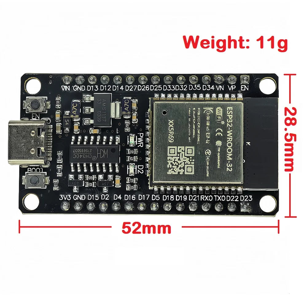 ESP-WROOM-32 ESP32 DevKitC-32 Board with Type-C USB CH340C WiFi & Bluetooth Dual-Core for Arduino Projects