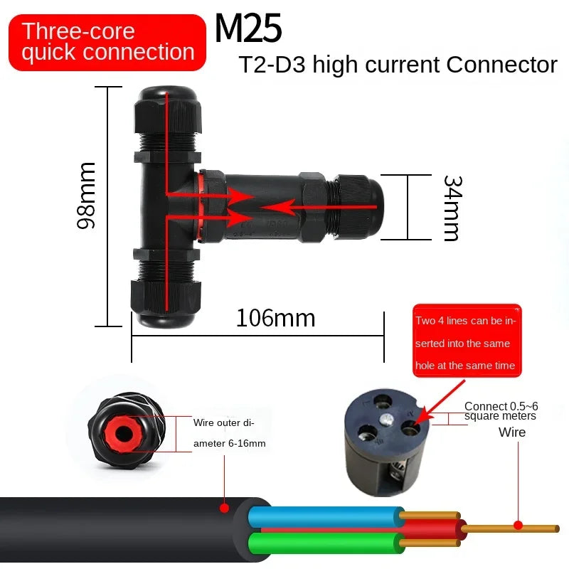 IP68 Waterproof Cable Connector I/T Type Junction Box 2-pin 3-pin 4-pin 5-pin Electrical Terminal LED Lights Wire Waterproof Box